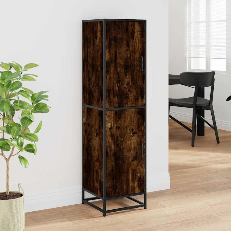 vidaXL Highboard sonoma tölgy 35,5x35x139 cm gépelt fa és fém