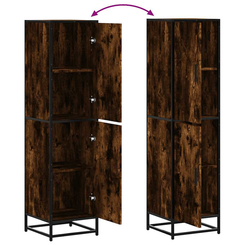 vidaXL Highboard sonoma tölgy 35,5x35x139 cm gépelt fa és fém