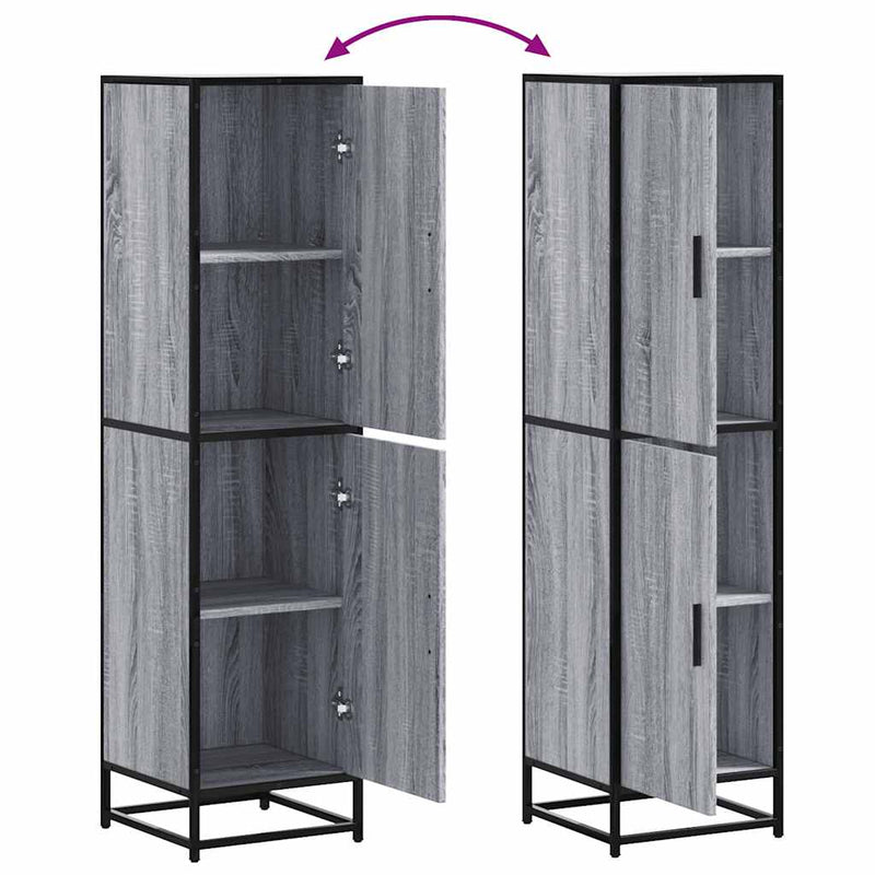 vidaXL Highboard szürke sonoma 35,5x35x139 cm gépelt fa és fém