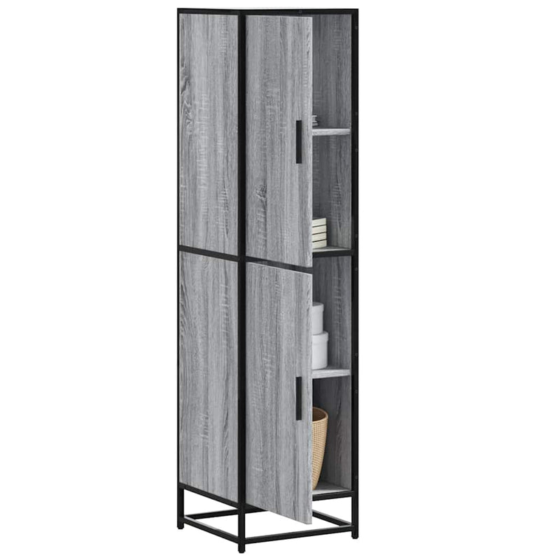 vidaXL Highboard szürke sonoma 35,5x35x139 cm gépelt fa és fém