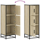 vidaXL Highboard sonoma tölgy 35,5x35x106,5 cm gépelt fa és fém