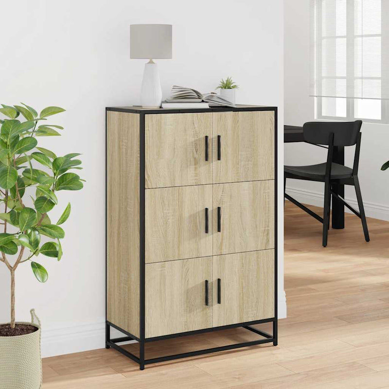 vidaXL Highboard sonoma tölgy 68x35x106,5 cm gépelt fa és fém