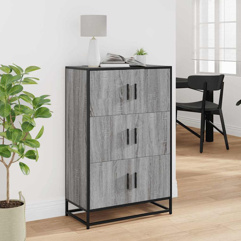 vidaXL Highboard szürke sonoma 68x35x106,5 cm gépelt fa és fém