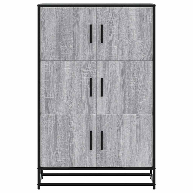 vidaXL Highboard szürke sonoma 68x35x106,5 cm gépelt fa és fém