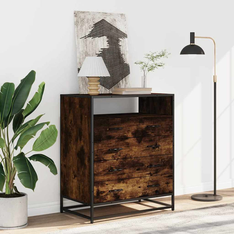 vidaXL füstös tölgy szerelt fa fiókos szekrény 70x41x83,5 cm