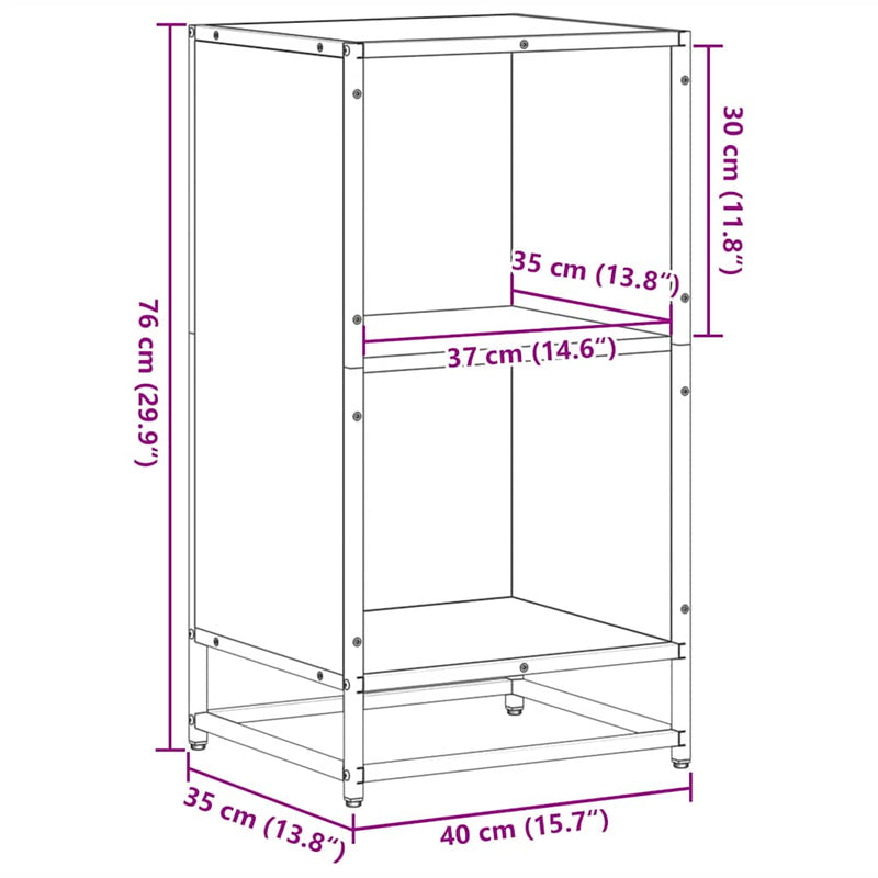 vidaXL füstös tölgy színű szerelt fa könyvszekrény 40x35x76 cm