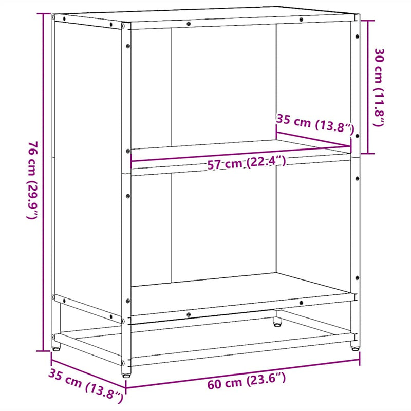 vidaXL füstös tölgy színű szerelt fa könyvszekrény 60x35x76 cm