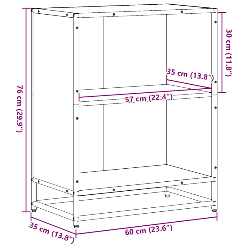 vidaXL szürke sonoma színű szerelt fa könyvszekrény 60x35x76 cm