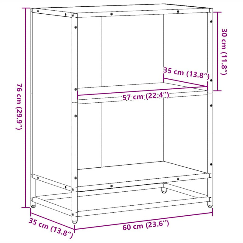 vidaXL barna tölgy színű fa könyvszekrény 60x35x76 cm