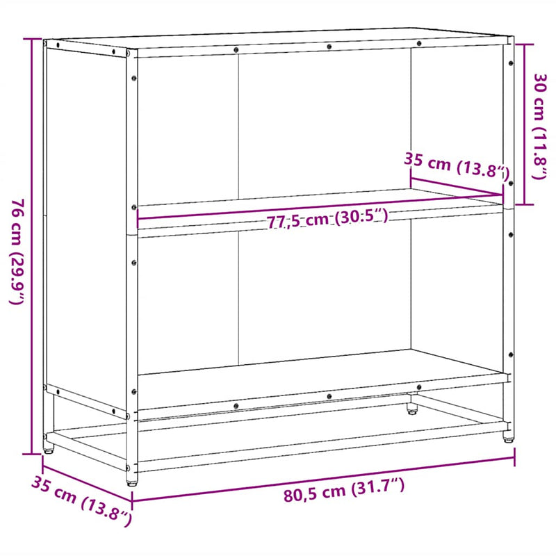 vidaXL szürke sonoma színű szerelt fa könyvszekrény 80,5x35x76 cm