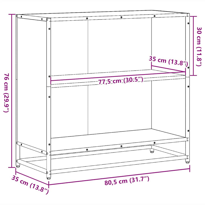 vidaXL barna tölgy színű fa könyvszekrény 80,5x35x76 cm