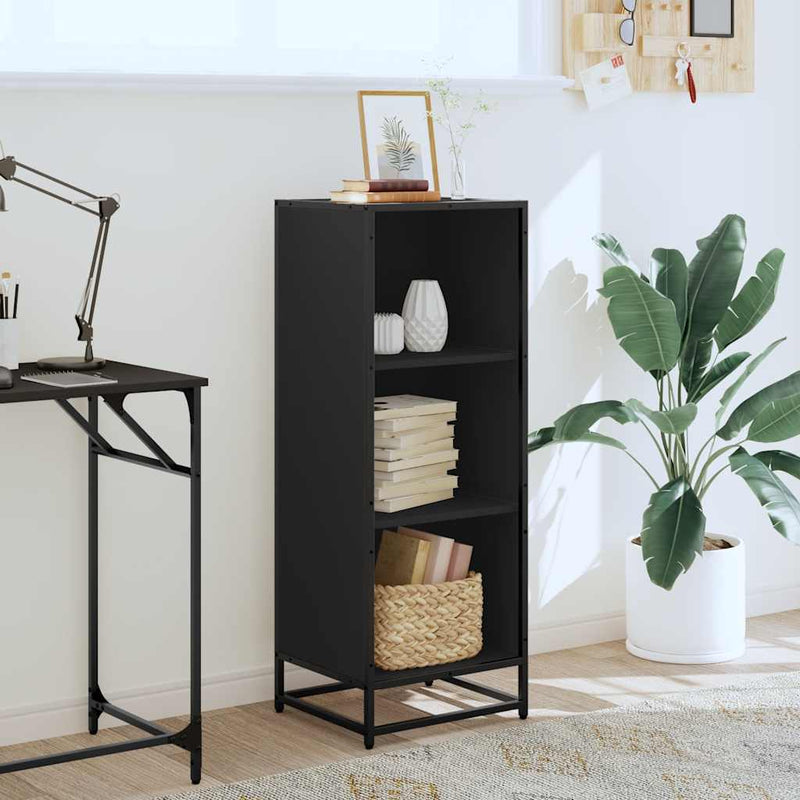 vidaXL fekete forgácslap könyvszekrény 40x35x107,5 cm