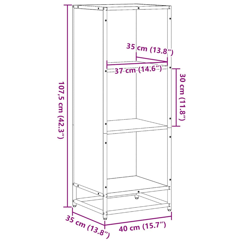 vidaXL fekete forgácslap könyvszekrény 40x35x107,5 cm