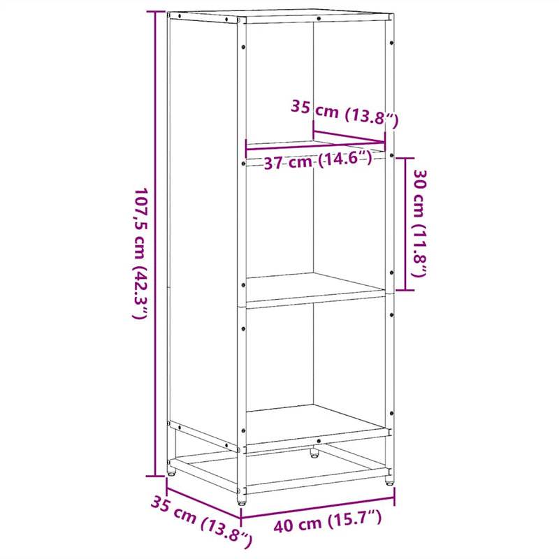 vidaXL sonoma színű szerelt fa könyvszekrény 40x35x107,5 cm