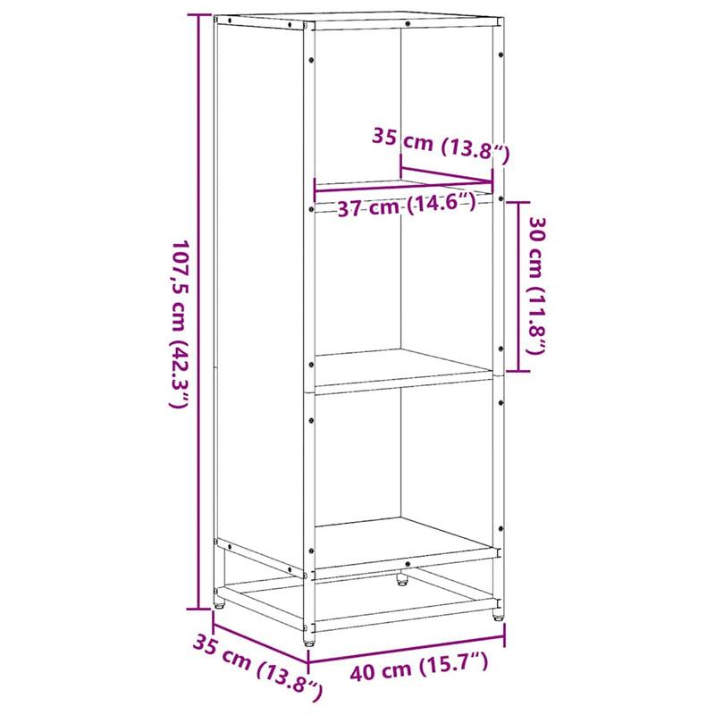 vidaXL barna tölgyszínű szerelt fa könyvszekrény 40x35x107,5 cm