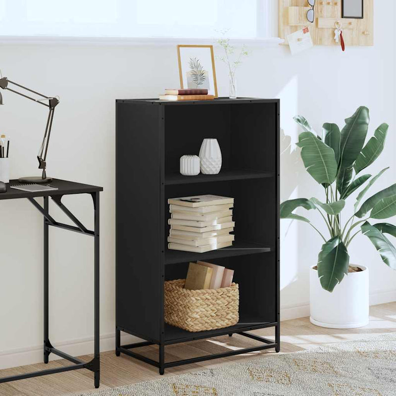 vidaXL fekete forgácslap könyvszekrény 60x35x107,5 cm