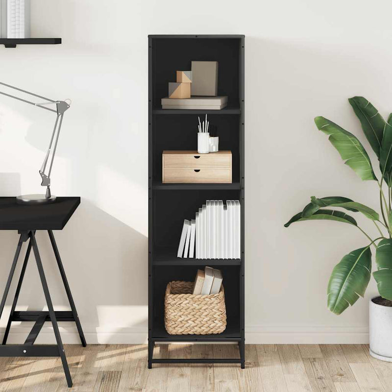 vidaXL fekete szerelt fa könyvszekrény 40x35x139 cm