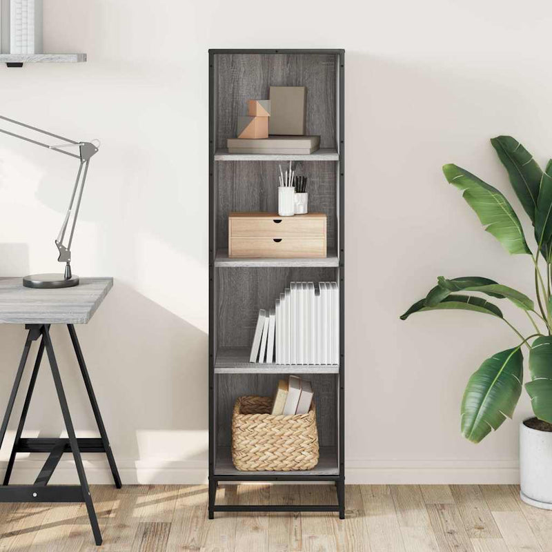 vidaXL szürke sonoma színű szerelt fa könyvszekrény 40x35x139 cm