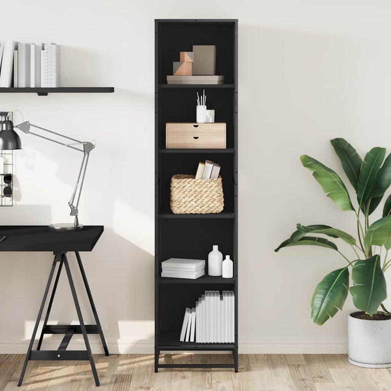 vidaXL fekete forgácslap könyvszekrény 40x35x170,5 cm