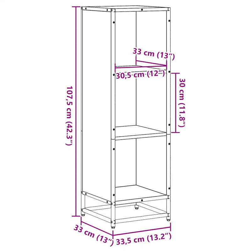 vidaXL fekete szerelt fa könyvszekrény 33,5x33x107,5 cm