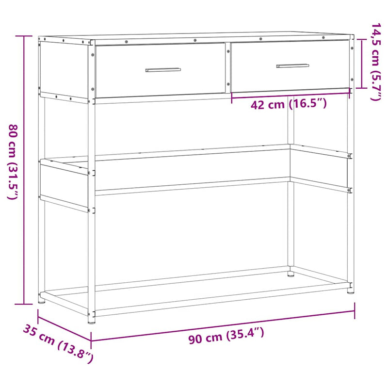 vidaXL barna tölgyszínű szerelt fa tálalóasztal 90x35x80 cm