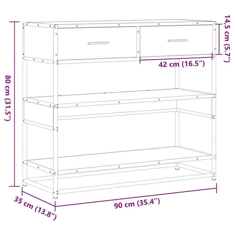 vidaXL füstös tölgy színű szerelt fa tálalóasztal 90x35x80 cm