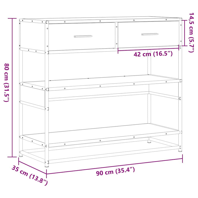 vidaXL barna tölgyszínű szerelt fa tálalóasztal 90x35x80 cm