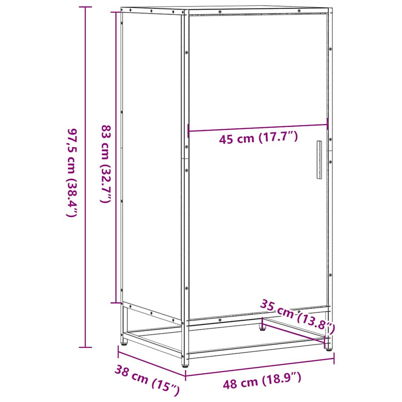 vidaXL fekete szerelt fa cipőtároló szekrény 48x38x97,5 cm