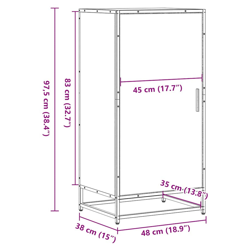 vidaXL sonoma tölgy színű szerelt fa cipőtartó 48x38x97,5 cm