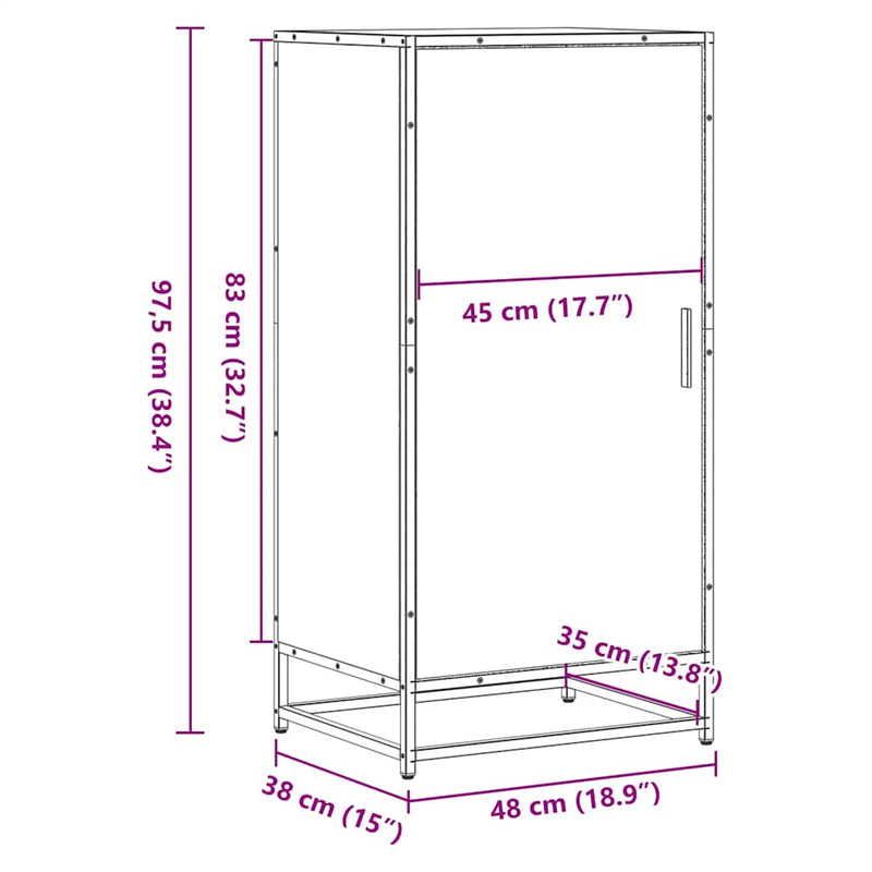 vidaXL füstös tölgy színű szerelt fa cipőtartó 48x38x97,5 cm