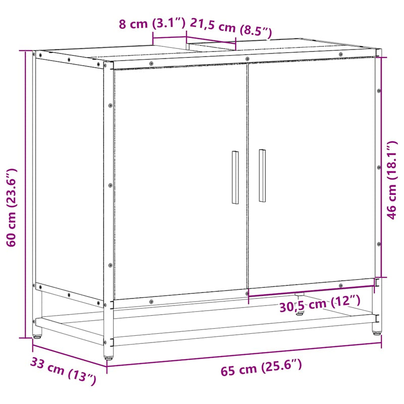 vidaXL mosdószekrény fekete 65x33x60 cm 65x33x60 cm műfa