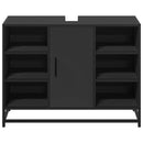 vidaXL fekete szerelt fa fürdőszobai mosdószekrény 80 x 33 x 60 cm