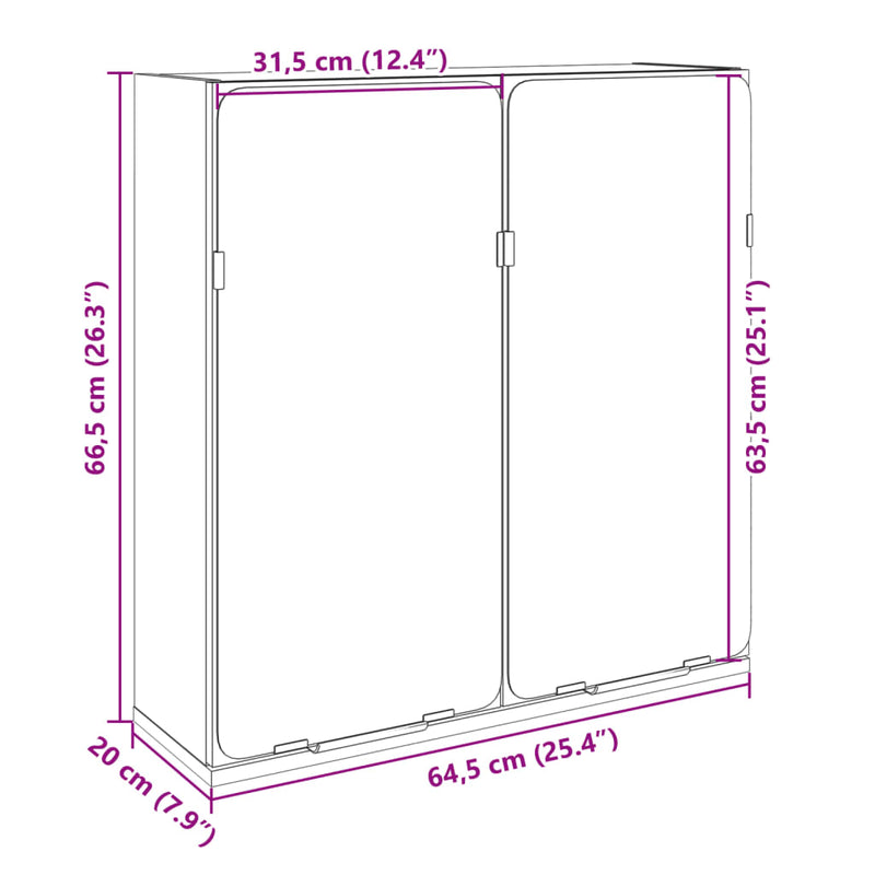 vidaXL sonoma tölgy színű fa tükrös fürdőszobaszekrény 64,5x20x66,5cm