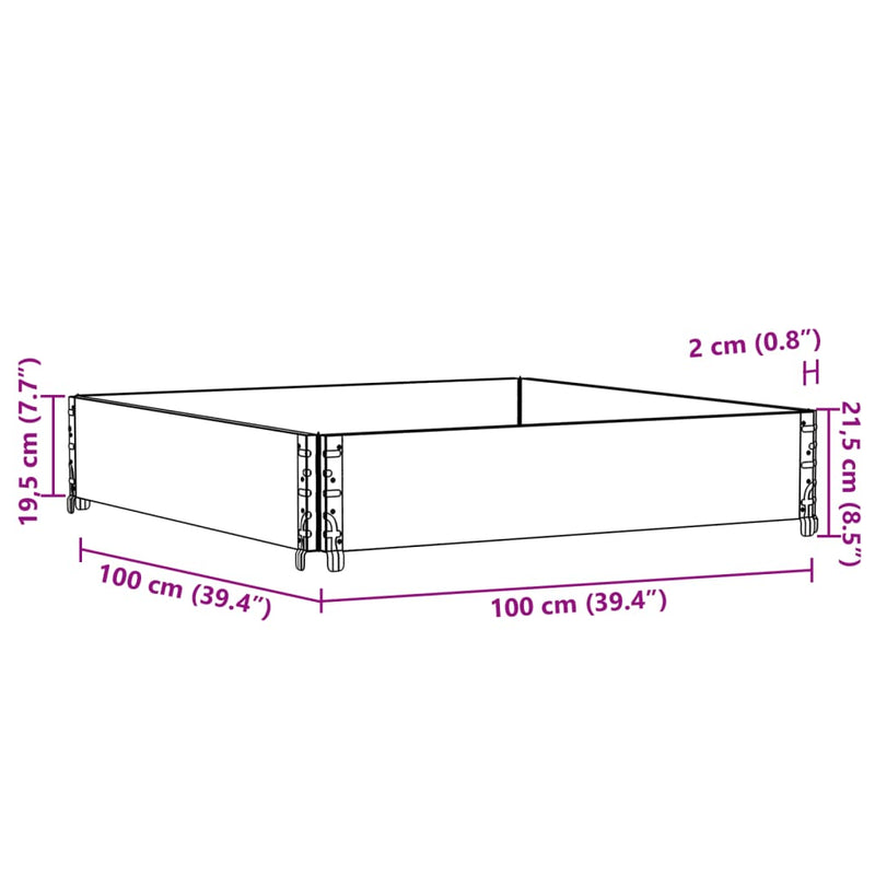 vidaXL fekete tömör fenyő kerti növénytartó 100 x 100 cm