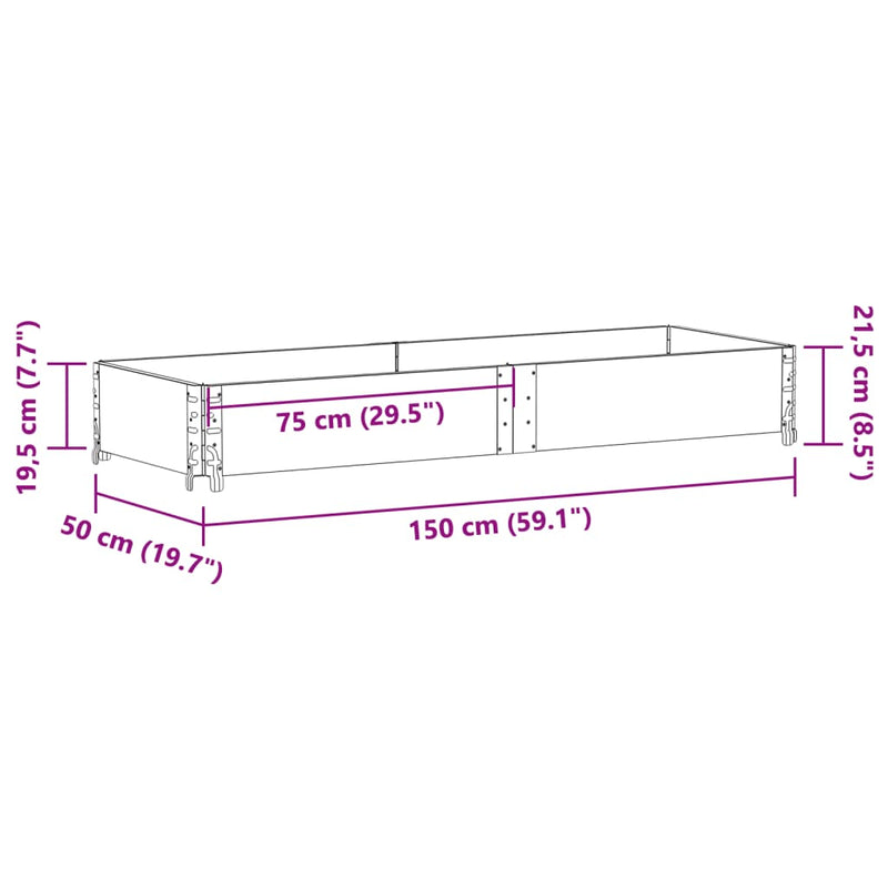 vidaXL fekete tömör fenyőfa kerti növénytartó 150 x 50 cm