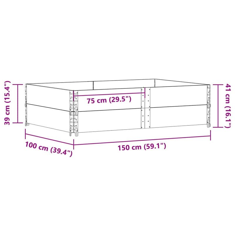 vidaXL tömör fenyőfa kerti virágláda 150 x 00 cm