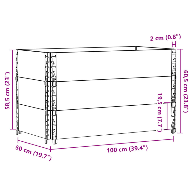 vidaXL fekete tömör fenyőfa kerti növénytartó 100 x 50 cm