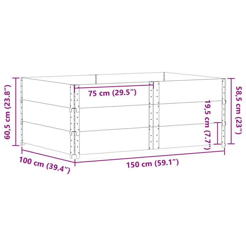 vidaXL tömör fenyőfa kerti virágláda 150 x 00 cm