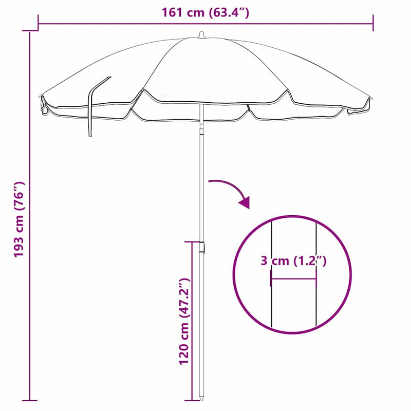 vidaXL Tengerparti napernyő Kék és fehér 161 x 193 cm Poliészter