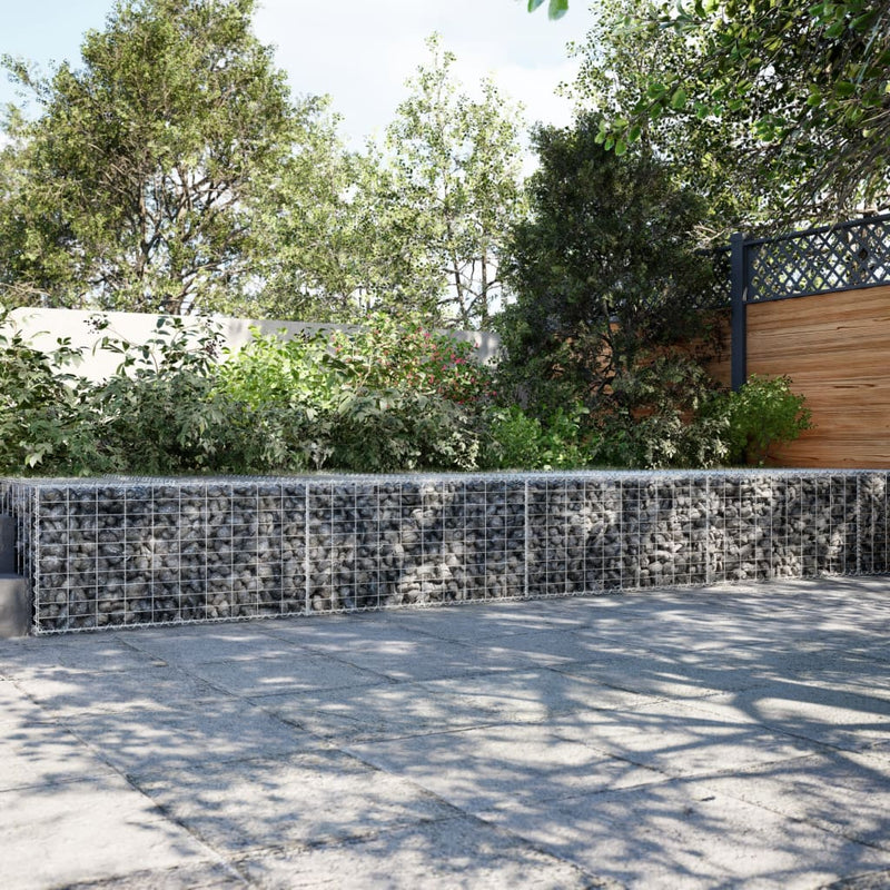 vidaXL horganyzott vas gabion kosár fedéllel 400 x 100 x 50 cm