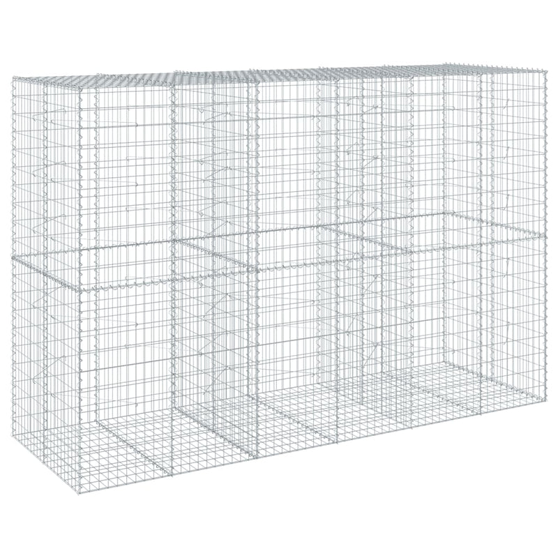 vidaXL horganyzott vas gabion kosár fedéllel 300 x 100 x 200 cm