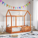 vidaXL viaszbarna tömör fenyőfa házikó gyerekágykeret 70 x 140 cm
