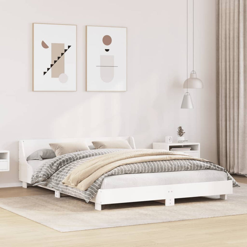 vidaXL fehér tömör fenyőfa ágy matrac nélkül 120 x 190 cm