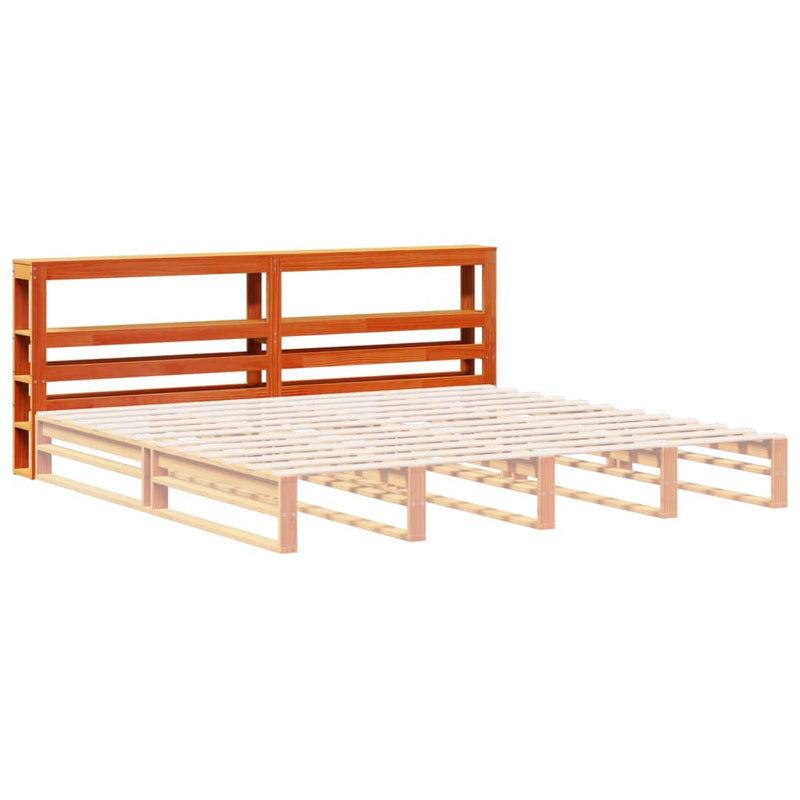 vidaXL viaszbarna tömör fenyőfa fejtámla polcokkal 180 cm