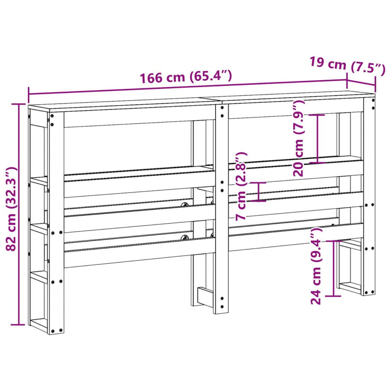 vidaXL fehér tömör fenyőfa fejtámla polcokkal 160 cm