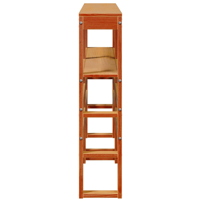 vidaXL viaszbarna tömör fenyőfa fejtámla polcokkal 135 cm