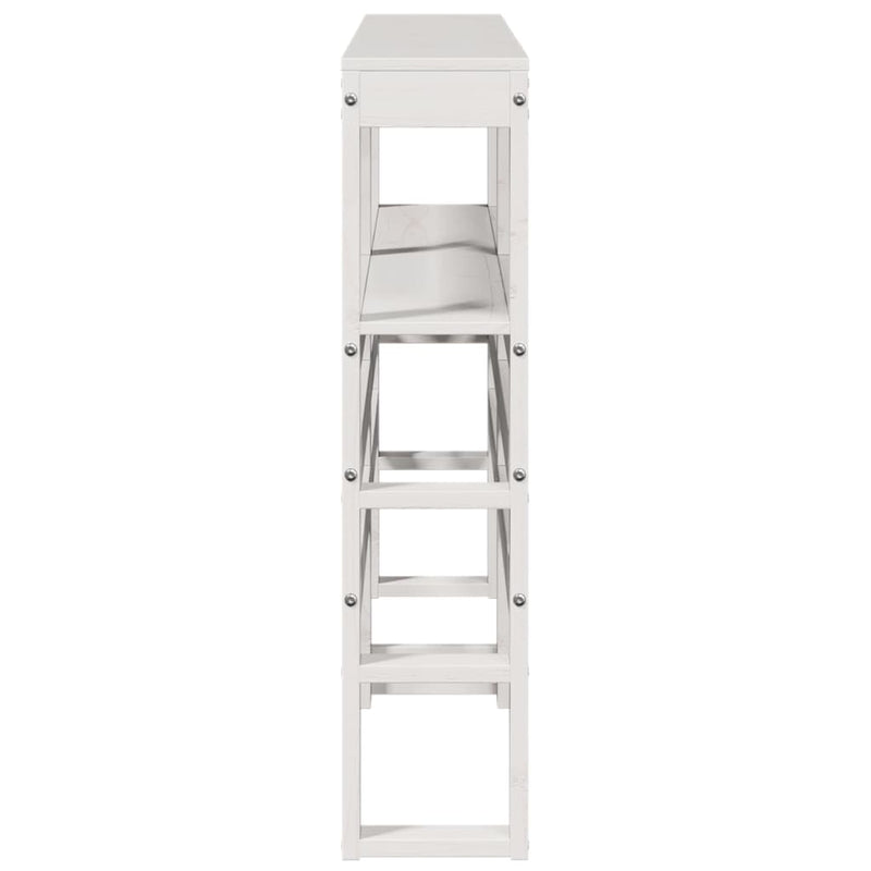 vidaXL fehér tömör fenyőfa fejtámla polcokkal 120 cm