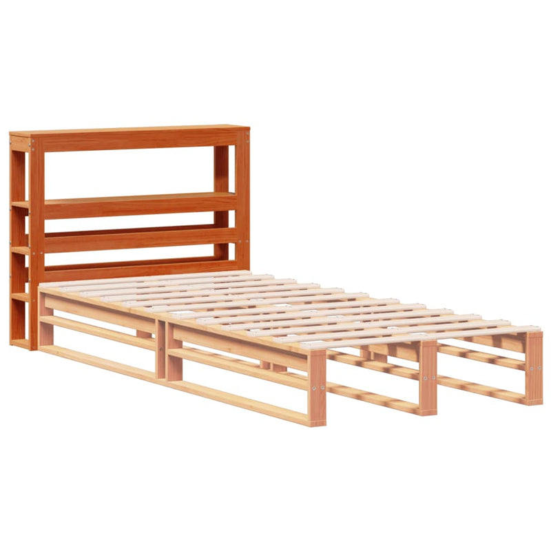 vidaXL viaszbarna tömör fenyőfa fejtámla polcokkal 90 cm