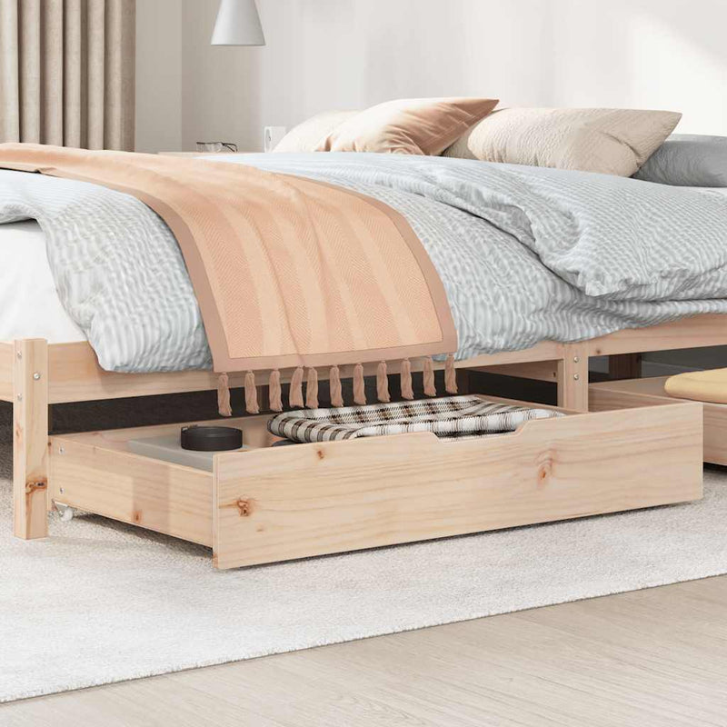 vidaXL 2 db tömör fenyőfa ágy alatti fiók kerékkel 95 x 55 x 17 cm
