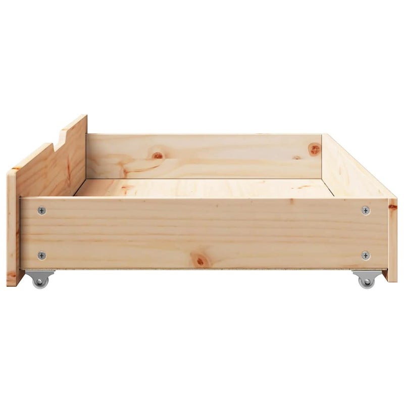 vidaXL 2 db tömör fenyőfa ágy alatti fiók kerékkel 95 x 55 x 17 cm